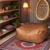 KBZSlyn Brown Empty Cover Ottoman Leather Bag-5