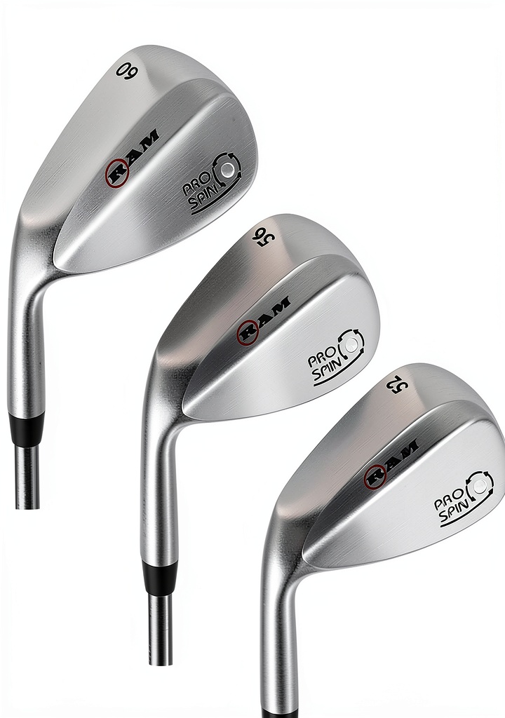 Ram golf wedge set displayed on a practice green