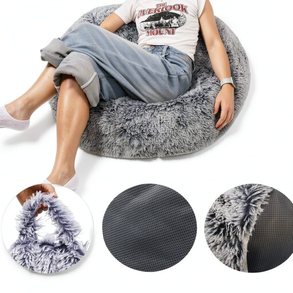 Kisoy Bean Bag Cover Microfiber Round L Adults-4