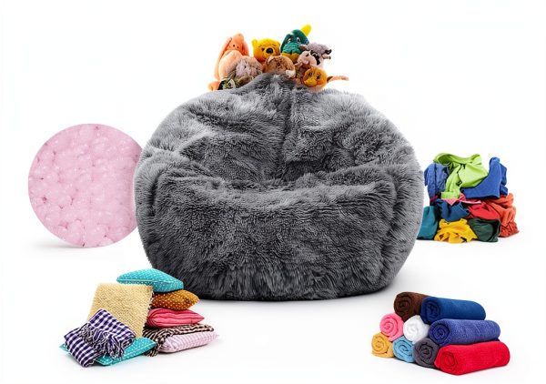 Kisoy Bean Bag Cover Microfiber Round L Adults-2