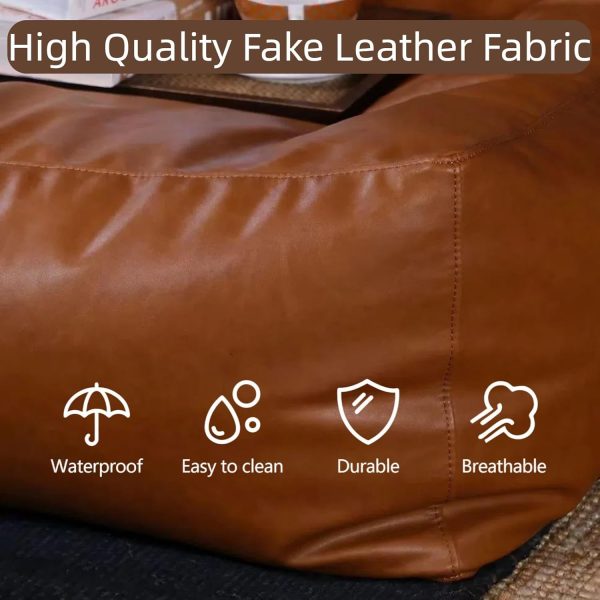 KBZSlyn Brown Empty Cover Ottoman Leather Bag-2