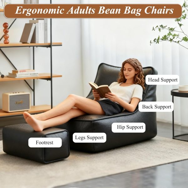 KBZSlyn Faux Leather Bean Bag Cover Furniture-3