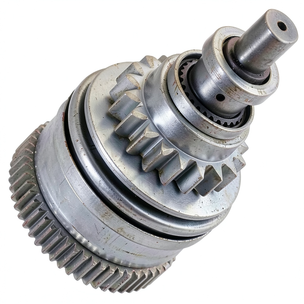 Installing Bendix starter drive 13101 series on a wooden workbench